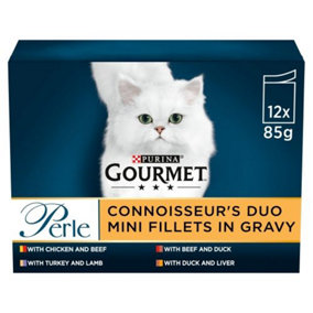 Gourmet Perle Connoisseurs Duo Cat Food Meat - 12 x 85g (Pack of 4)