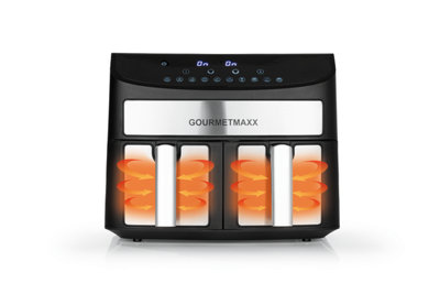 GOURMETmaxx Digital Double Chamber Hot Air Fryer - 7L (2x3.5L) - Black