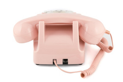 Wild Wood 746 Rotary Design Retro Landline Telephone, Light Pink