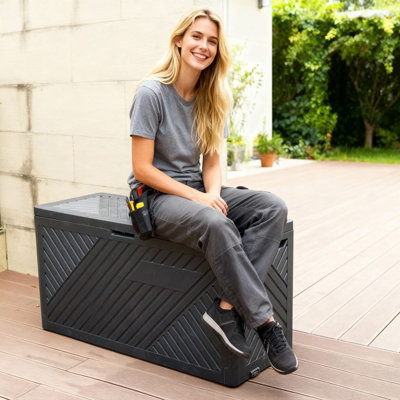 Gr8 Garden Anthracite 280L Plastic Storage Box Garden Outdoor Shed ...
