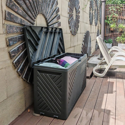 Gr8 Garden Anthracite 280L Plastic Storage Box Garden Outdoor Shed ...