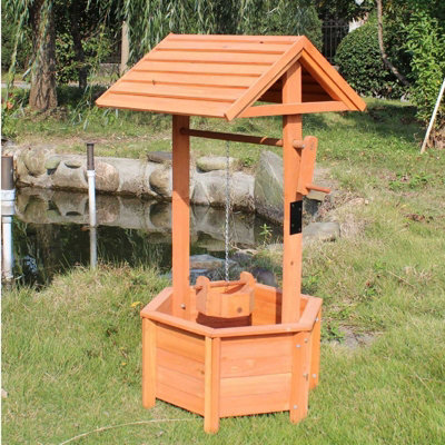 Gr8 Garden Wooden Wishing Well Bucket Planter Plant Flower Pot Patio