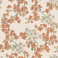 Grace Blossom Orange/Multi Wallpaper