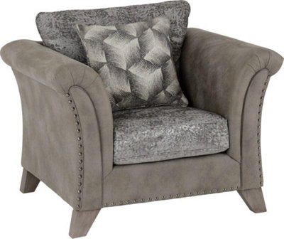 Grace Chair Upholstered in Silver/Grey Fabric 2 Man Del