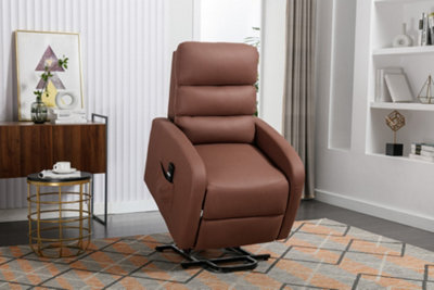 Grace Electric Fabric Single Motor Rise Recliner Lift Mobility Tilt Chair (Brown)