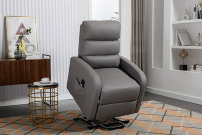 Grace Electric Fabric Single Motor Rise Recliner Lift Mobility Tilt Chair (Grey)