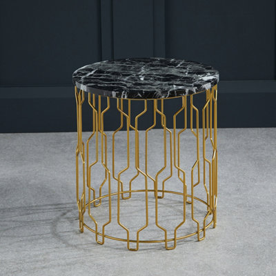 Grace End Table Black Marble W 39 x L 39 x H 42 cm