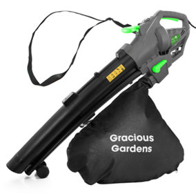 Gracious Gardens Garden Leaf Blower Vacuum and Shredder 35L Leaf Collection Bag 3000W 10m Cable Lightweight Design Leaf Vacuum