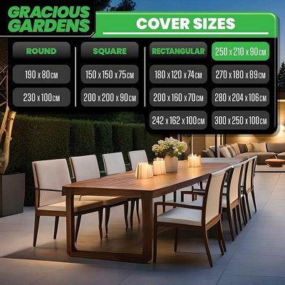 Gracious Gardens Patio Cover Rectangular 250x210x90cm Weatherproof Outdoor Garden Furniture Cover