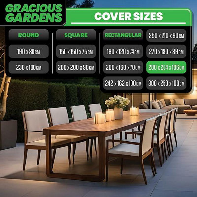 Gracious Gardens Patio Cover Rectangular 280x204x106cm Weatherproof Outdoor Garden Furniture Cover
