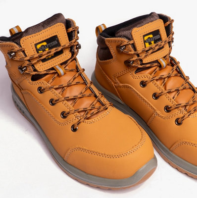 Grafters Grafters M513N Unisex Nubuck Steel Toe Boots Honey - uk-size-9 Yellow