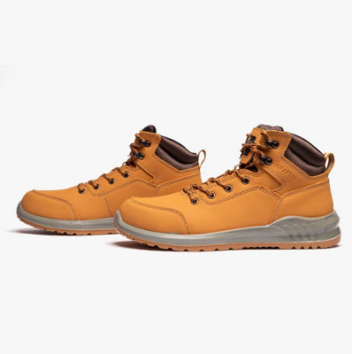 Grafters Grafters M513N Unisex Nubuck Steel Toe Boots Honey - uk-size-9 Yellow