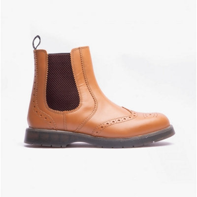 Grafters M281BT Mens Lederen Brogue Chelsea Laarzen Tan, bruin, 40.5 EU