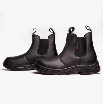 Grafters M9502A Mens Leather Super Wide Dealer Safety Boots Black - uk ...