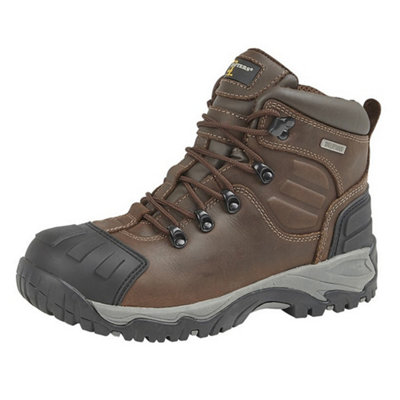 Grafters Mens Buffalo Leather Hiker Type Safety Boots Brown 14 UK