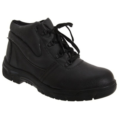 Grafters Mens Grain Leather Padded Ankle Safety Toe Cap Boots Black (48 ...