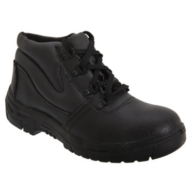 Grafters Mens Grain Leather Padded Ankle Safety Toe Cap & Steel Midsole ...