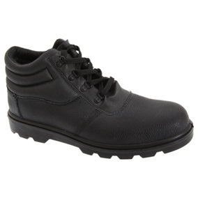 Grafters Mens Grain Leather Treaded Safety Toe Cap Boots Black (8 UK)