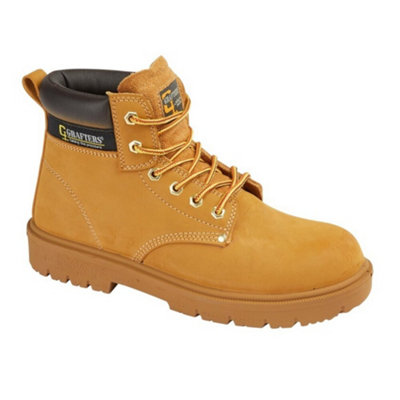 Grafters Mens Leather Safety Boots Honey (12 UK) | DIY at B&Q