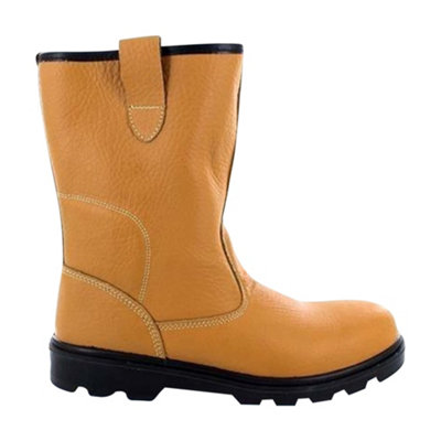 Grafters Mens Leather Safety Rigger Padded Ankle Toe Cap Boots Tan (10 UK)