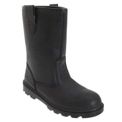 Grafters Mens Leather Safety Rigger Treaded Sole Toe Cap Boots Black ...