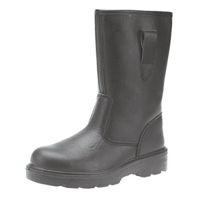 Grafters Mens Leather Safety Rigger Treaded Sole Toe Cap Boots Black (7 UK)