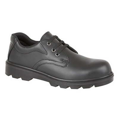 Grafters Mens Plain 3 Eye Shine Leather Safety Shoes Black (9 UK)