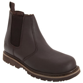 Grafters Mens Safety Chelsea Boots Brown (4 UK)