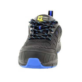 Grafters Mens Super Light Safety Trainers With Safety Toe Cap Black/Blue (8 UK)