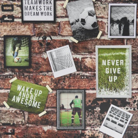 Graham & Brown Any Room Football Brick Paste The Paper Multicoloured Wallpaper
