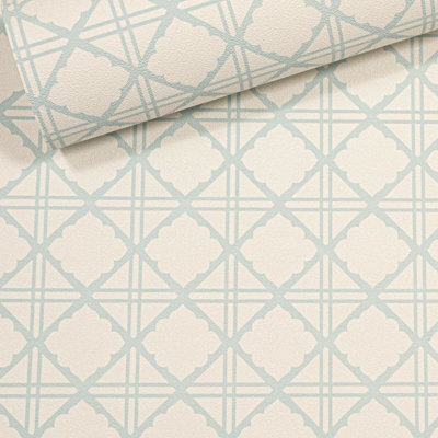 Graham & Brown Diane Light Blue Geometric Diamond Cross Vinyl Wallpaper