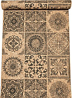 Graham & Brown Superfresco Easy Cork Medallion Black Beige Tile Effect Wallpaper