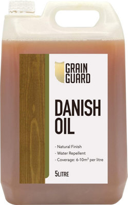 GRAIN GUARD Danish Oil - Seals & Protects with Satin Finish - Water Repellent - 5 Litre
