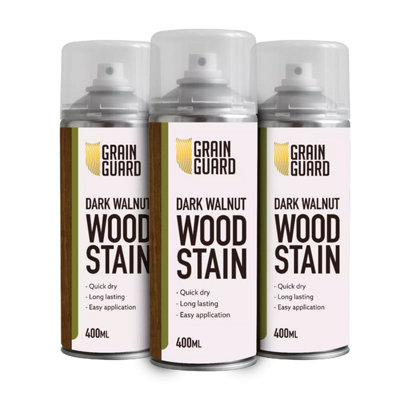 Grain Guard Water Based Wood Stain Spray - Dark Walnut - 400ml - 3-Pack