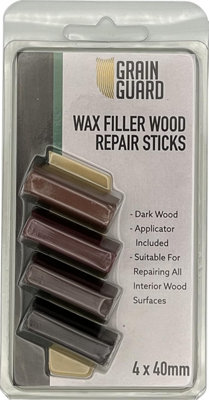 GRAIN GUARD Wax Filler Wood Repair Sticks - Dark Wood - 4 x 40mm