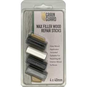 GRAIN GUARD Wax Filler Wood Repair Sticks - Grey Wood - 4 x 40mm