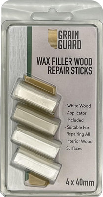 GRAIN GUARD Wax Filler Wood Repair Sticks - White Wood - 4 x 40mm