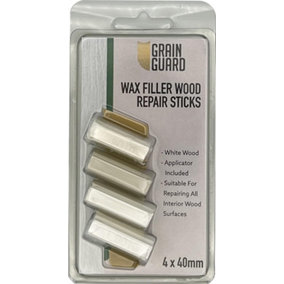 GRAIN GUARD Wax Filler Wood Repair Sticks - White Wood - 4 x 40mm