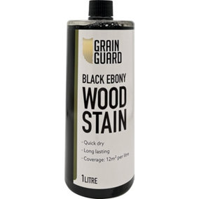 GRAIN GUARD Wood Stain - Black Ebony - Water Based & Low Odour - Easy Application - Quick Drying - 1 Litre