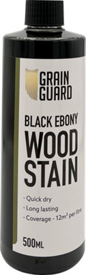 GRAIN GUARD Wood Stain - Black Ebony - Water Based & Low Odour - Easy Application - Quick Drying - 500ml