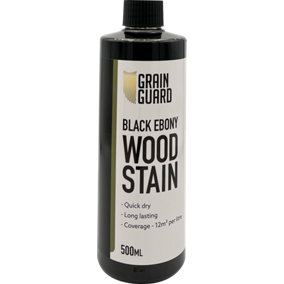 GRAIN GUARD Wood Stain - Black Ebony - Water Based & Low Odour - Easy Application - Quick Drying - 500ml