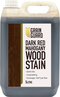 GRAIN GUARD Wood Stain - Dark RED Mahogany - Water Based & Low Odour - Easy Application - Quick Drying - 5 Litre