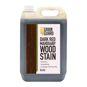 GRAIN GUARD Wood Stain - Dark RED Mahogany - Water Based & Low Odour - Easy Application - Quick Drying - 5 Litre