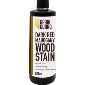 GRAIN GUARD Wood Stain - Dark RED Mahogany - Water Based & Low Odour - Easy Application - Quick Drying - 500ml