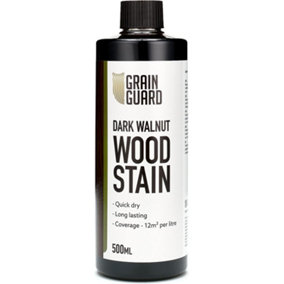 GRAIN GUARD Wood Stain - Dark Walnut - Water Based & Low Odour - Easy Application - Quick Drying - 500ml