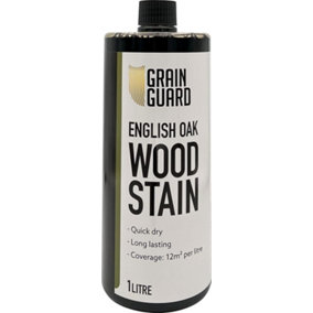 GRAIN GUARD Wood Stain - English Oak - Water Based & Low Odour - Easy Application - Quick Drying - 1 Litre