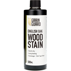GRAIN GUARD Wood Stain - English Oak - Water Based & Low Odour - Easy Application - Quick Drying - 500ml