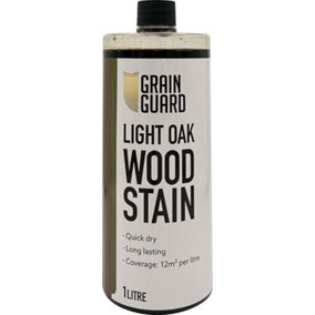 GRAIN GUARD Wood Stain - Light Oak - Water Based & Low Odour - Easy Application - Quick Drying - 1 Litre
