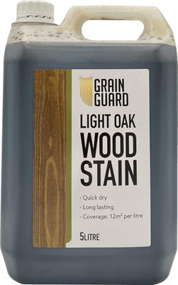 GRAIN GUARD Wood Stain - Light Oak - Water Based & Low Odour - Easy Application - Quick Drying - 5 Litre
