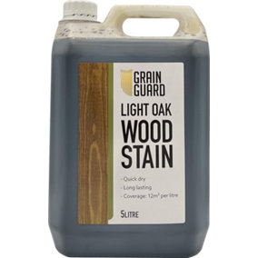 GRAIN GUARD Wood Stain - Light Oak - Water Based & Low Odour - Easy Application - Quick Drying - 5 Litre